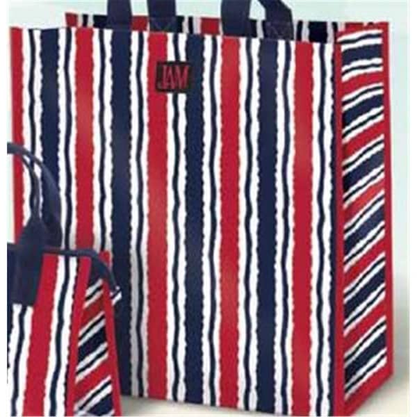 Joann Marrie Designs Polypropylene Marina Stripe Shopping Bag Red White Blue P2SBMS - main